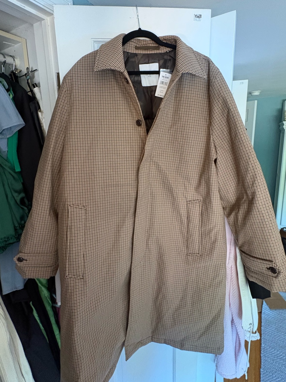 Todd Snyder Brown Beige Houndstooth Down Trench
